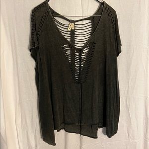 Free People Distressed Tee